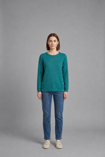 Jumper jade speckle with button detail
