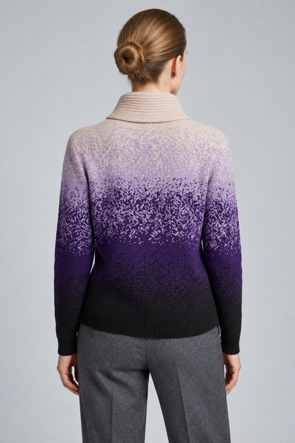 Jumper purple graded speckle curved hem