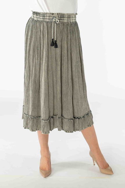 GREY SKIRT WITH FRILL AND ELASTICATED WASIT