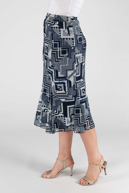 NAVY WHITE SKIRT WITH ELASTICATED WAIST