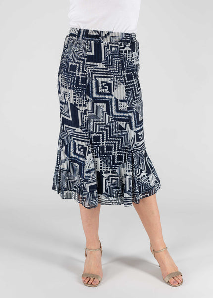 NAVY WHITE SKIRT WITH ELASTICATED WAIST