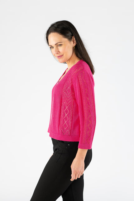 EDGE TO EDGE PATTERNED SHRUG WITH 3/4 SLEEVE