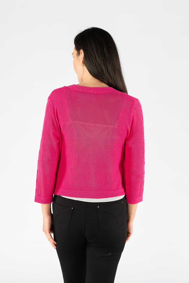 EDGE TO EDGE PATTERNED SHRUG WITH 3/4 SLEEVE