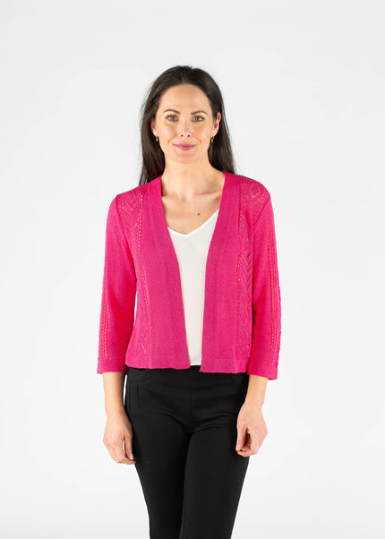 EDGE TO EDGE PATTERNED SHRUG WITH 3/4 SLEEVE