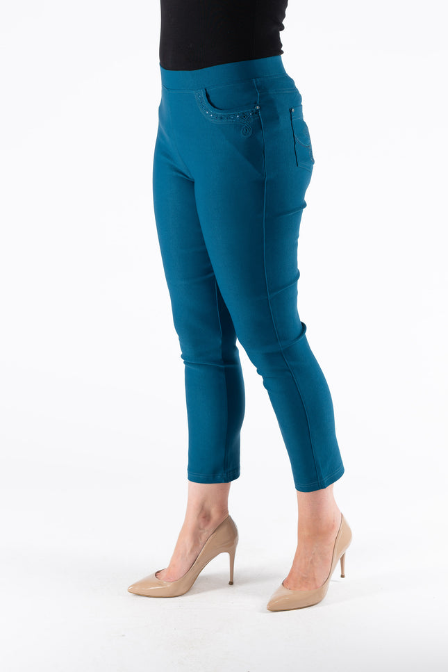 EMBROIDERED POCKET TROUSER 27" LEG ELASTCATED