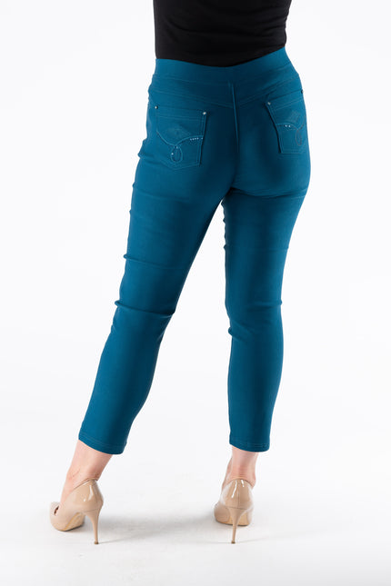 EMBROIDERED POCKET TROUSER 27" LEG ELASTCATED