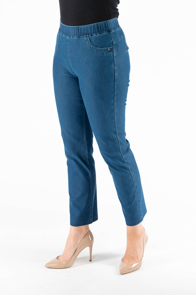 27 INCH LEG DENIM TROUSER METAL TRIM POCKET