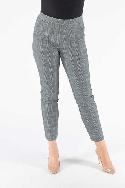 27 INCH CHECKED PRINT BACK POCKET TROUSER