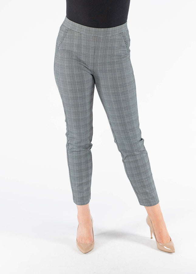 27 INCH CHECKED PRINT BACK POCKET TROUSER