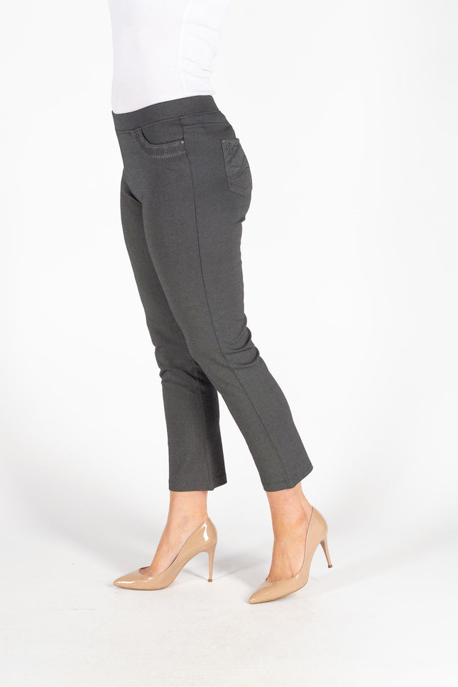 GREY 27" LEG DETAIL POCKET TROUSER