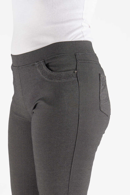 GREY 27" LEG DETAIL POCKET TROUSER