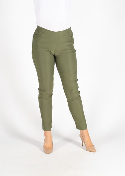 Olive 29 Inch Stretch Trouser Elasticated Waist