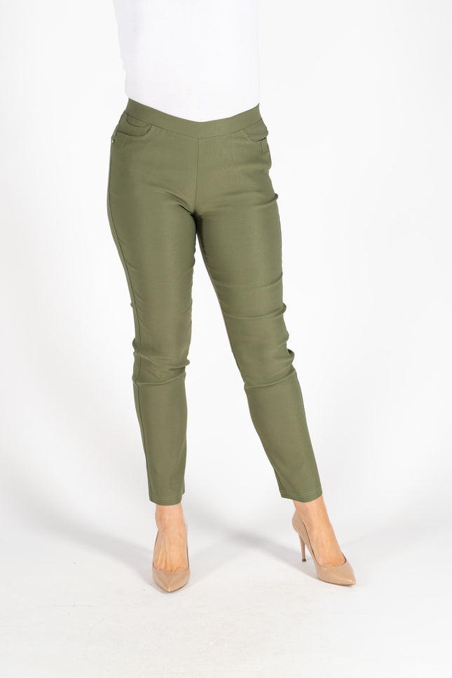 Olive 29 Inch Stretch Trouser Elasticated Waist