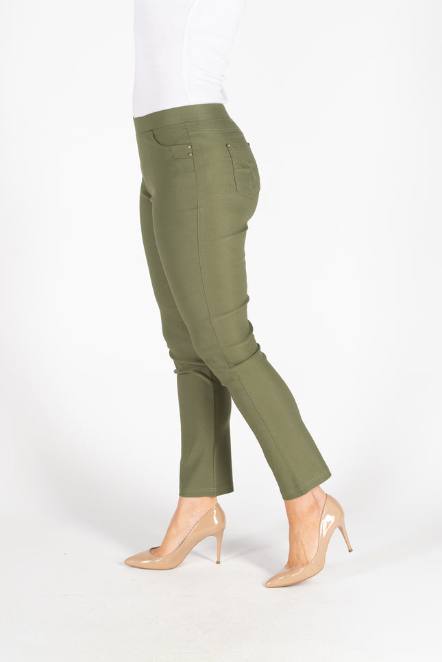 Olive 29 Inch Stretch Trouser Elasticated Waist