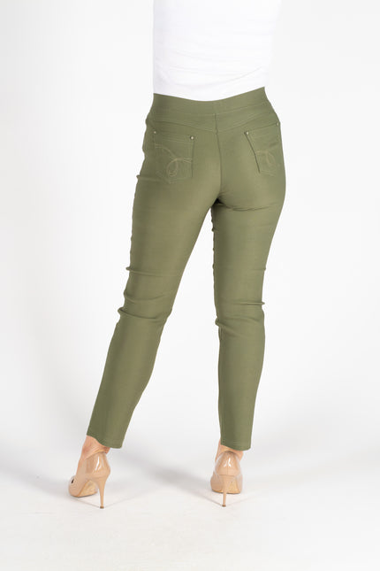 Olive 29 Inch Stretch Trouser Elasticated Waist