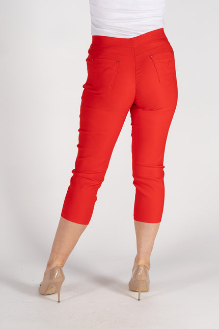 RED CROP 22 INCH STRETCH TROUSER ELAS WAIST