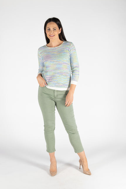 29 INCH GARMENT DYE DENIM JEANS WITH BELT - AQUA GREY