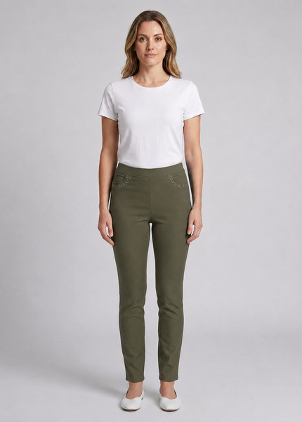 27 Inch Embroidered pocket stretch trouser