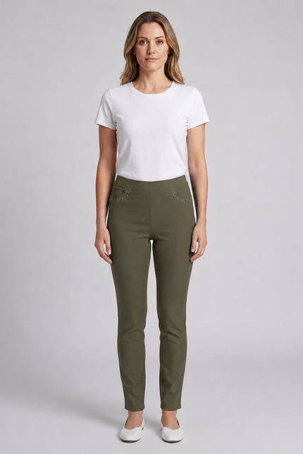 27 Inch Embroidered pocket stretch trouser