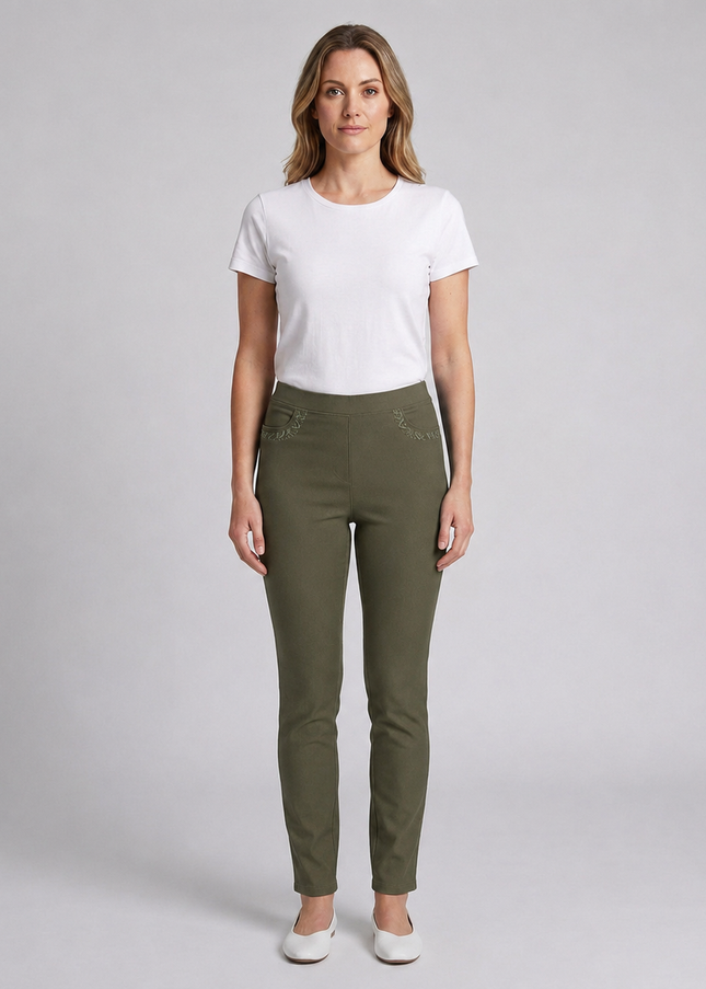 27 Inch Embroidered pocket stretch trouser