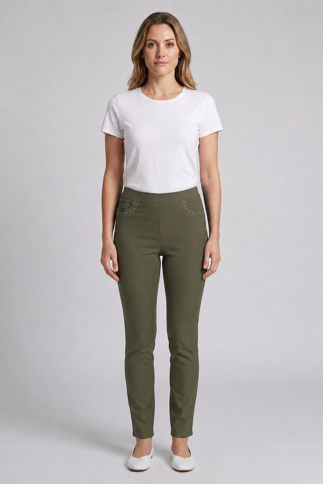 27 Inch Embroidered pocket stretch trouser