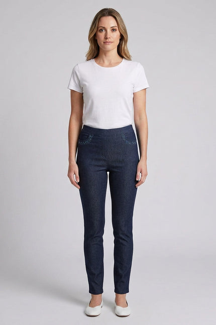 27 Inch Embroidered pocket stretch trouser