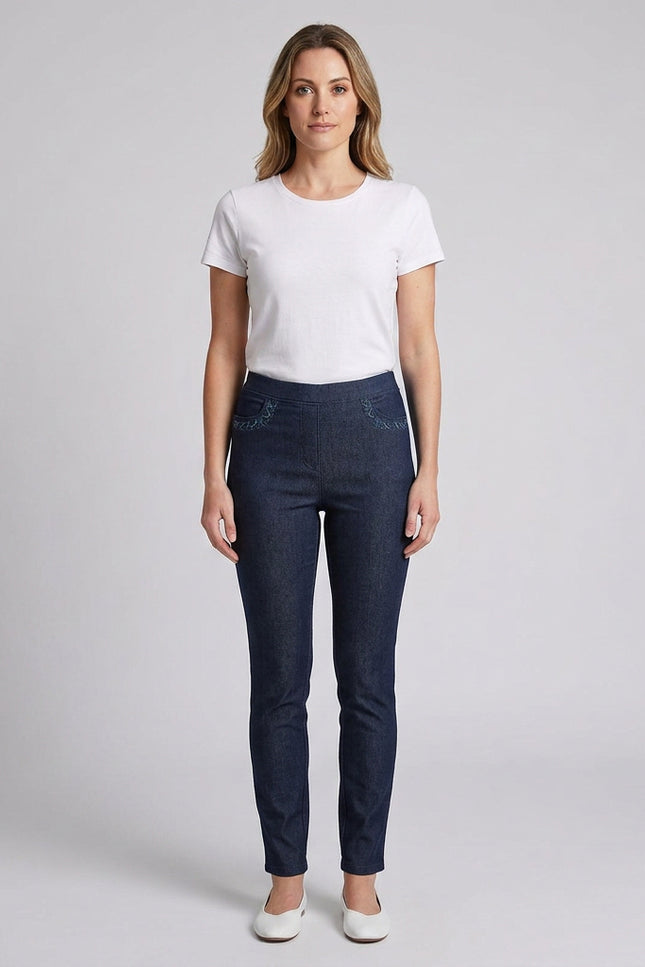 27 Inch Embroidered pocket stretch trouser