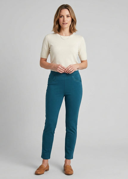 27 Inch embroidered pocket trouser