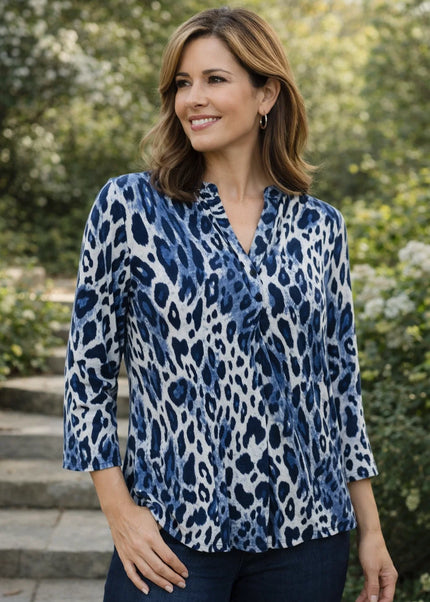 Top animal print 3/4 sleeve