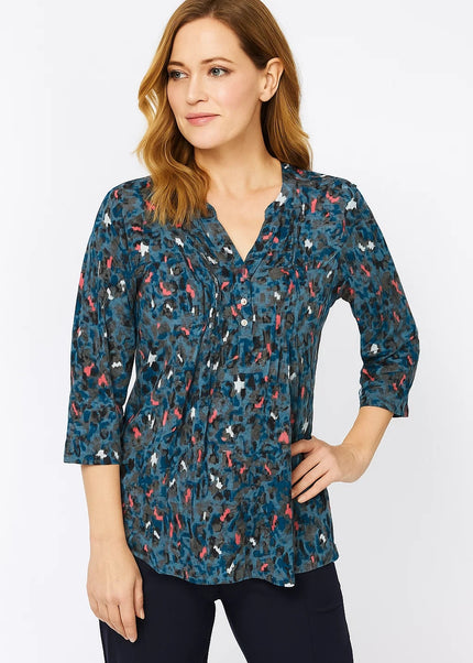 Top animal print burnout 3/4 sleeve