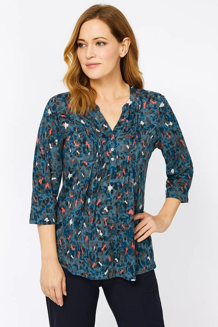 Top animal print burnout 3/4 sleeve