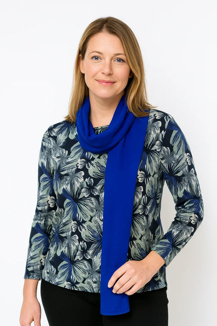 Flower Print Long Sleeve Top With Scarf