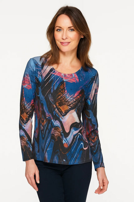 Top brushstroke print long sleeve