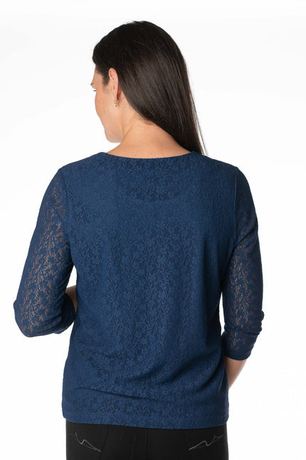 Top round neck lace 3/4 sleeve