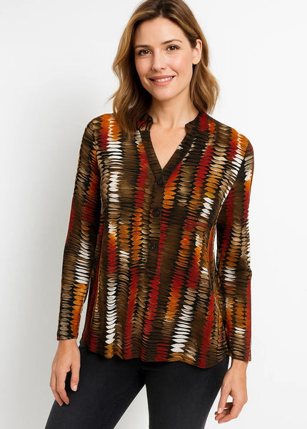 Top abstract print with 3/4 sleeve