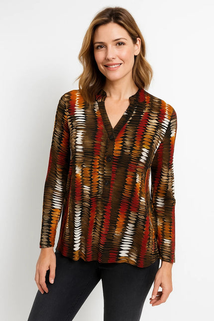 Top abstract print with 3/4 sleeve
