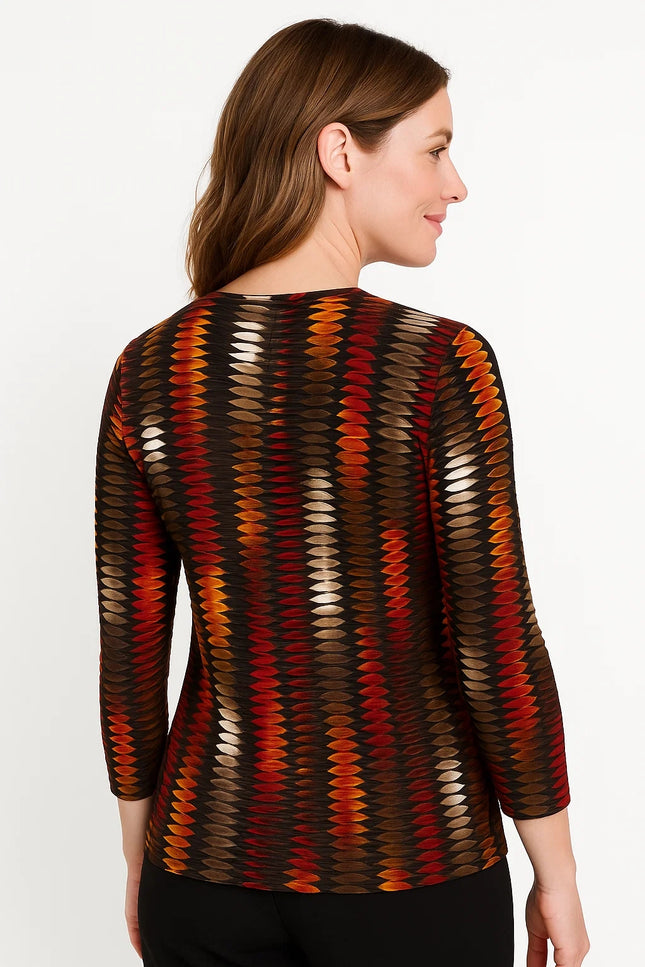 Top abstract print with 3/4 sleeve