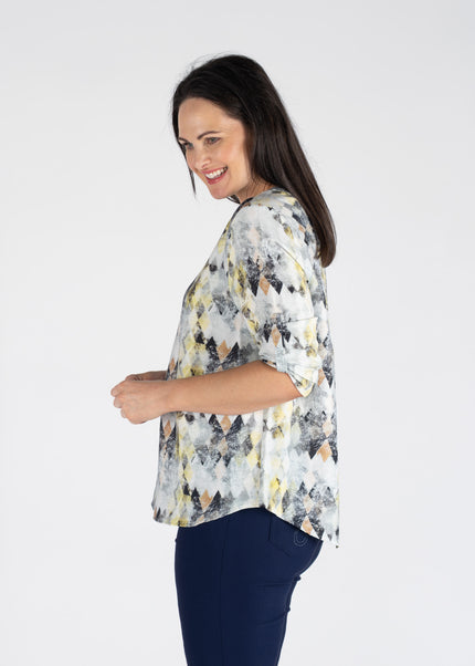Top Diamond Print 3/4 Sleeve