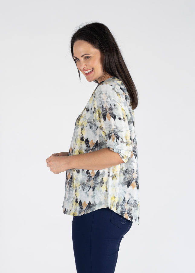 Top Diamond Print 3/4 Sleeve