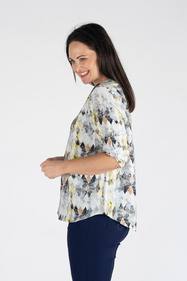 DIAMOND PRINT TOP 3/4 SLEEVE