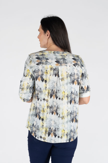 DIAMOND PRINT TOP 3/4 SLEEVE