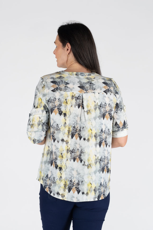 Top Diamond Print 3/4 Sleeve