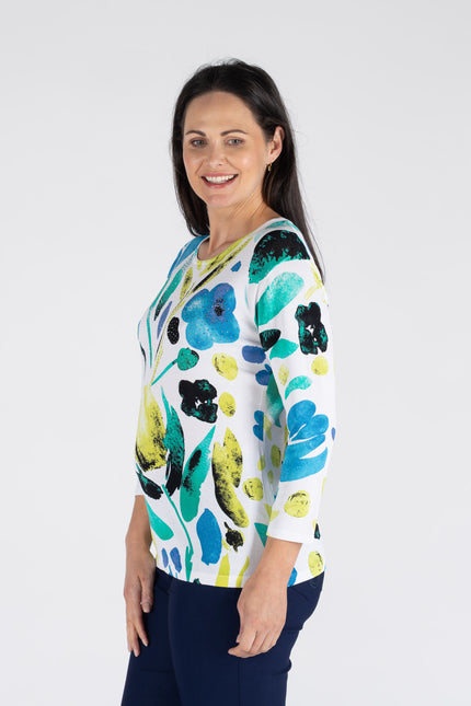 TROPICAL PRINT TOP & 3/4 SLEEVE