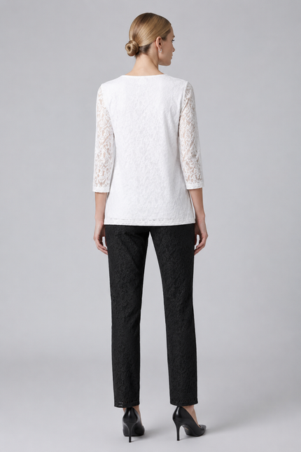 Top lace round neck with 3/4 sleeve
