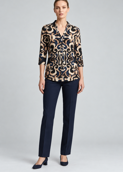 Top abstract print gold foil with button