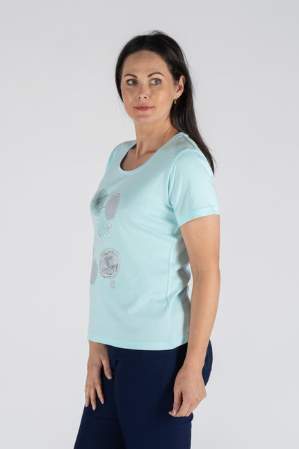 BUBBLES PRINT T-SHIRT WITH ROUND NECK