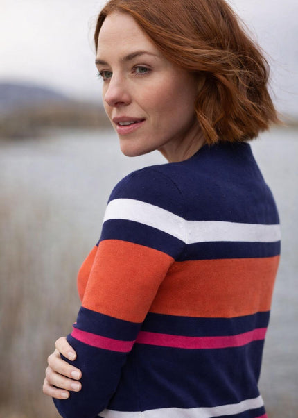 ROUND NECK 3/4 SLEEVE STRIPED JUMPER