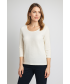  WHITE ROUND NECK LACE TOP WITH 3/4 SLEEVE