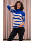 ROLL NECK STRIPED JUMPER 3/4 SLEEVE