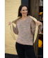 Multi Color Tape yarn jumper round neck with 3/4 sleeve